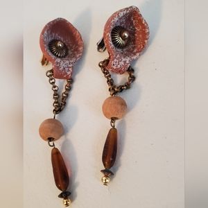 Beautiful Handmade Clay Pottery Clip-On Earrings
